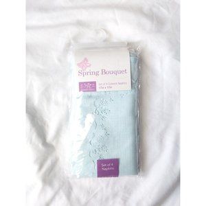 Spring Bouquet Cutwork Tablecloth Blue Set of 4 17"X17"